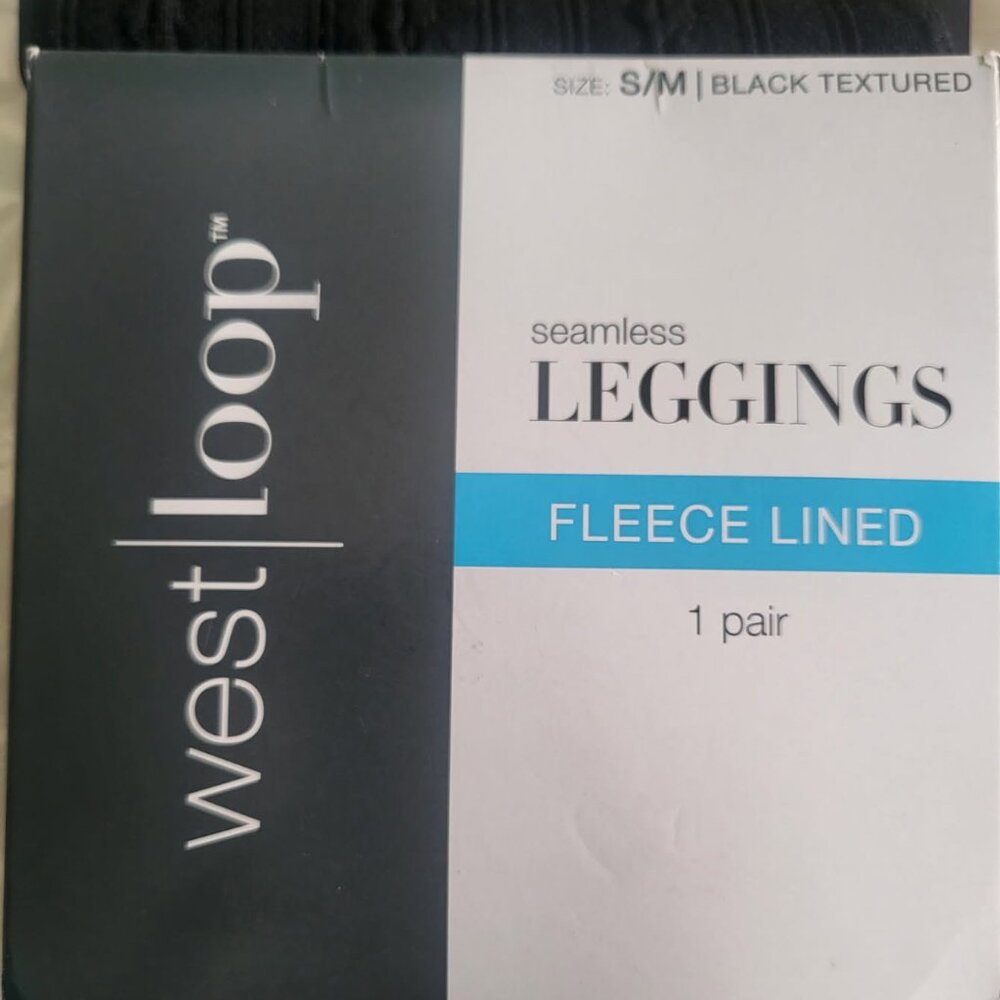 NWT West Loop Black Textured Fleece Lined Seamless Leggings Women's Size S/M